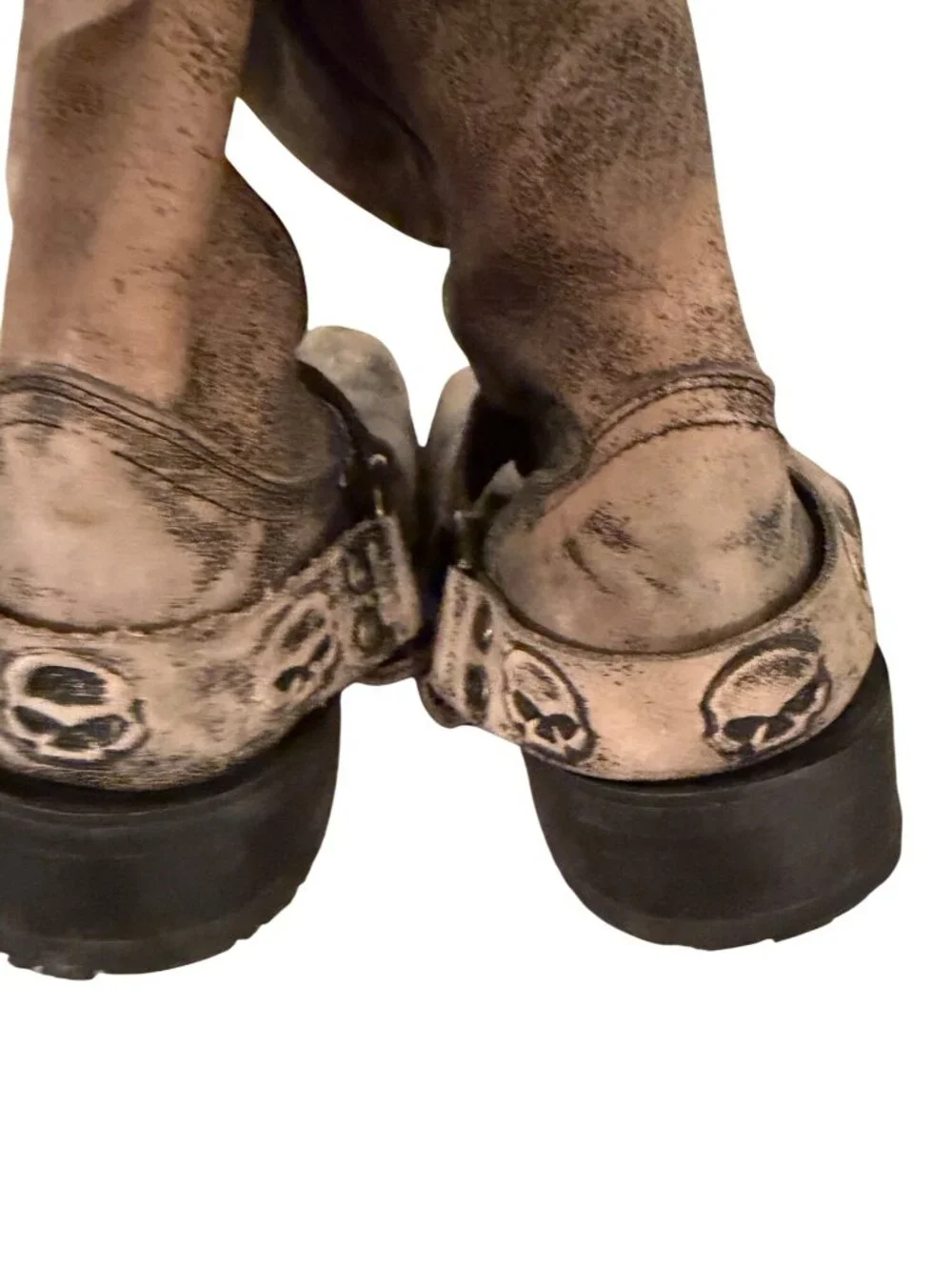 Harley Davidson Mens Rory Skull Strap Pull-on Harness Moto Boots Size 9 Leather